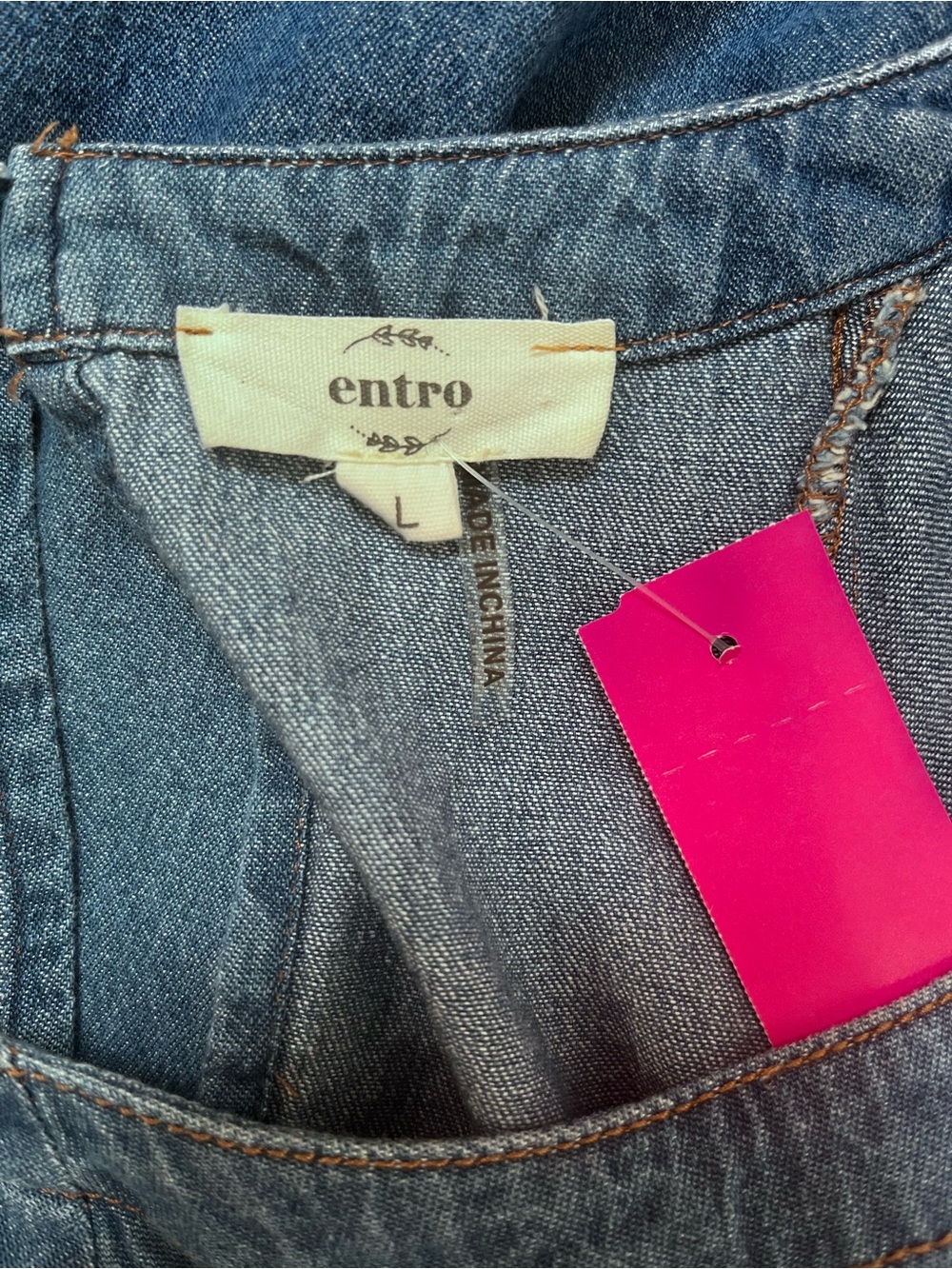 Entro Karri Denim Shift Dress Size Large - Picture 6 of 6